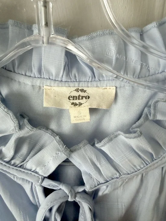 Entro Light Blue Ruffle Neck Tiered Dress - Picture 6 of 7